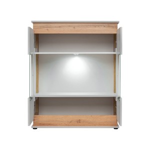 Vaisselier, bibliothèque, vitrine MUNICH modèle bas + LED. Meuble design idéal pour votre salle à manger