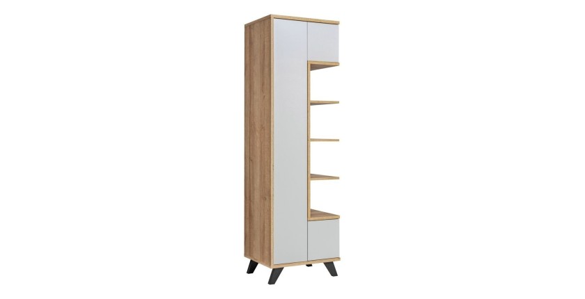 Vitrine haute collection CORDOBA. Coloris gris perle et bois. Meuble design.