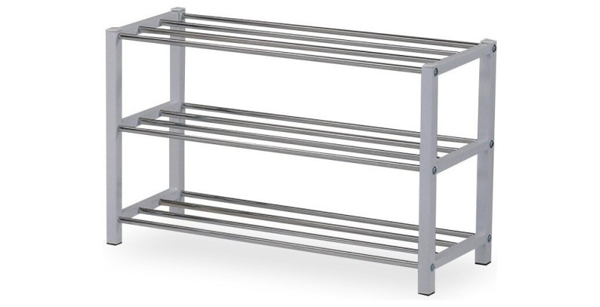 Meuble à chaussures pour votre entrée SAMMY, métal chromé et métal teinté blanc