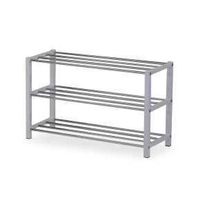 Meuble à chaussures pour votre entrée SAMMY, métal chromé et métal teinté blanc