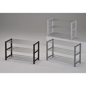 Meuble à chaussures pour votre entrée SAMMY, métal chromé et métal teinté blanc