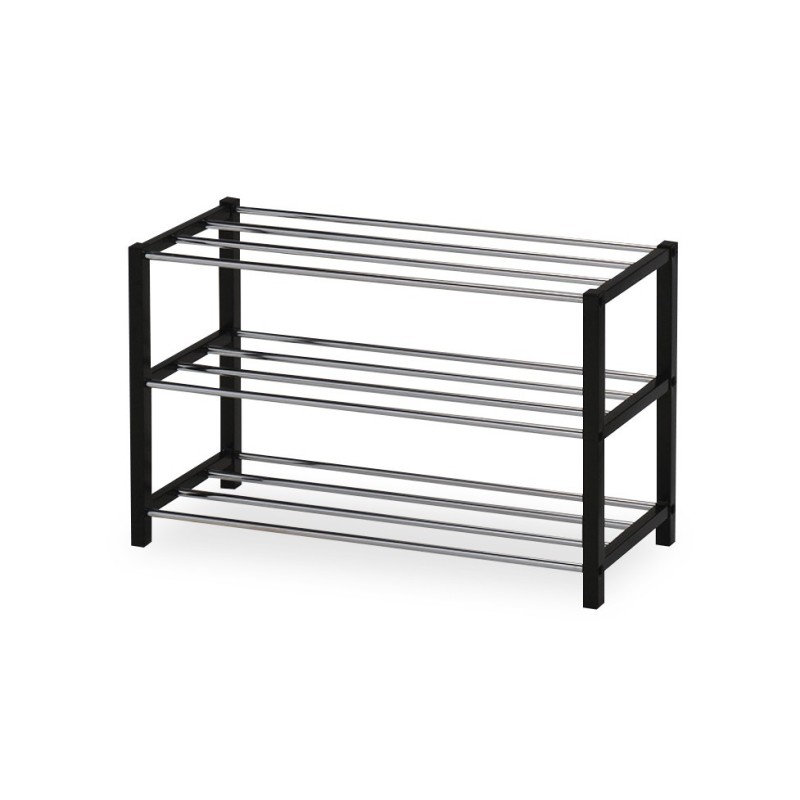 Meuble à chaussures pour votre entrée SAMMY, métal chromé et métal teinté noir