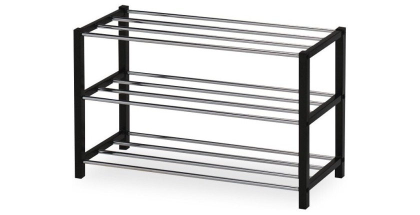 Meuble à chaussures pour votre entrée SAMMY, métal chromé et métal teinté noir