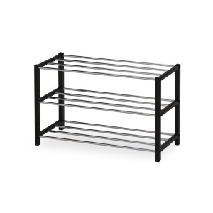 Meuble à chaussures pour votre entrée SAMMY, métal chromé et métal teinté noir