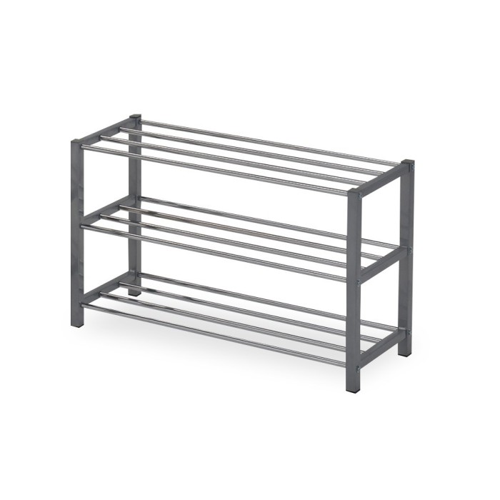 Meuble à chaussures pour votre entrée SAMMY, métal chromé et métal teinté gris