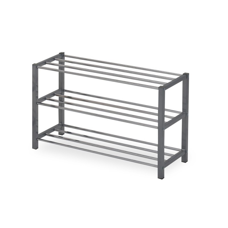 Meuble à chaussures pour votre entrée SAMMY, métal chromé et métal teinté gris