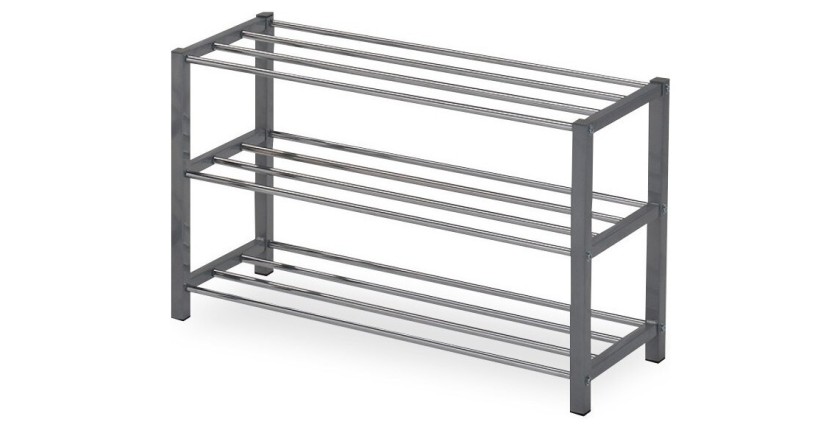 Meuble à chaussures pour votre entrée SAMMY, métal chromé et métal teinté gris