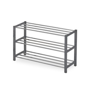 Meuble à chaussures pour votre entrée SAMMY, métal chromé et métal teinté gris