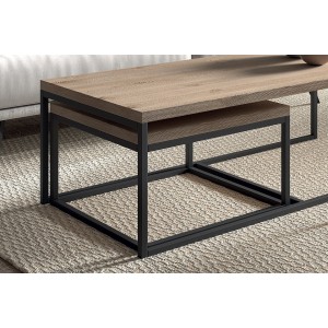 Table d'appoint style industriel HELLINGTON effet vieux chêne - Table basse - Ensemble 3 pièces