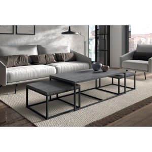 Table d'appoint style industriel HELLINGTON effet béton - Table basse - Ensemble 3 pièces