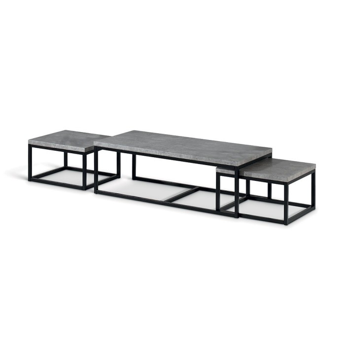 Table d'appoint style industriel HELLINGTON effet béton - Table basse - Ensemble 3 pièces