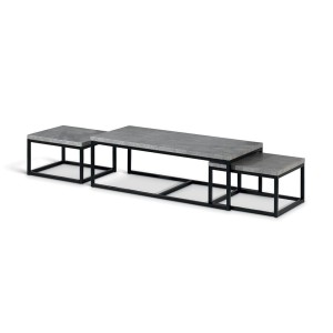 Table d'appoint style industriel HELLINGTON effet béton - Table basse - Ensemble 3 pièces