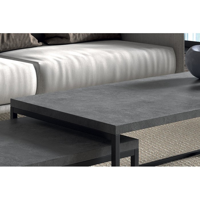 Table d'appoint style industriel HELLINGTON effet béton - Table basse - Ensemble 3 pièces