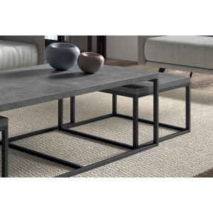 Table d'appoint style industriel HELLINGTON effet béton - Table basse - Ensemble 3 pièces