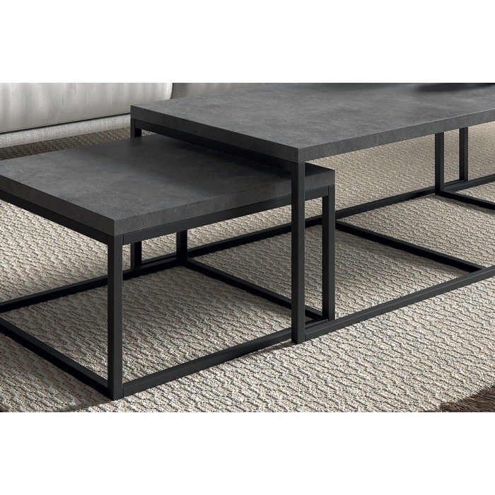 Table d'appoint style industriel HELLINGTON effet béton - Table basse - Ensemble 3 pièces