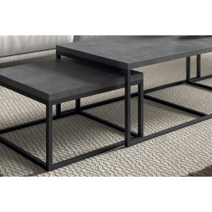 Table d'appoint style industriel HELLINGTON effet béton - Table basse - Ensemble 3 pièces