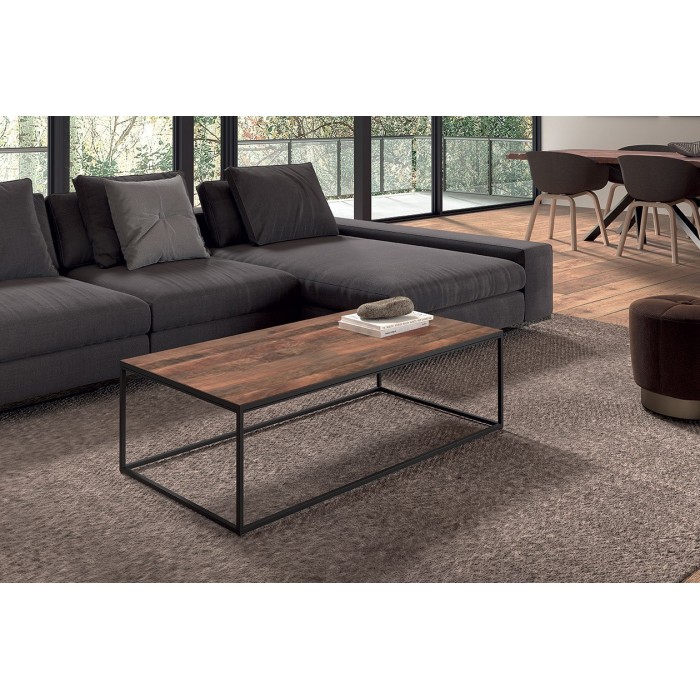 Table Basse rectangulaire GOA en bois massif. Meuble style industriel