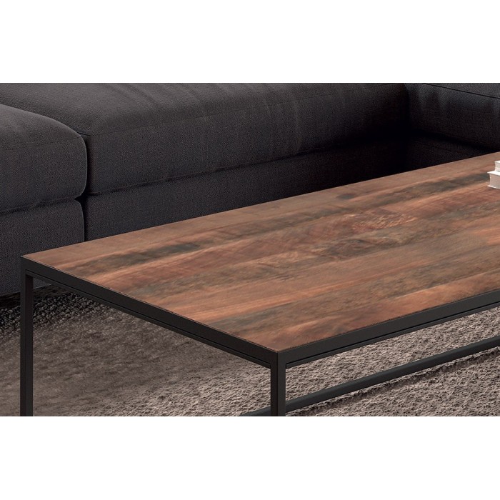 Table Basse rectangulaire GOA en bois massif. Meuble style industriel