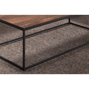 Table Basse rectangulaire GOA en bois massif. Meuble style industriel