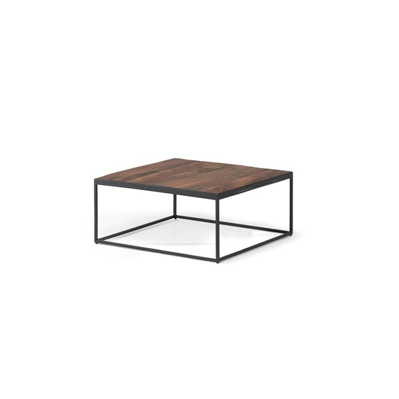 Table Basse carré GOA en bois massif (80x80cm). Meuble style industriel