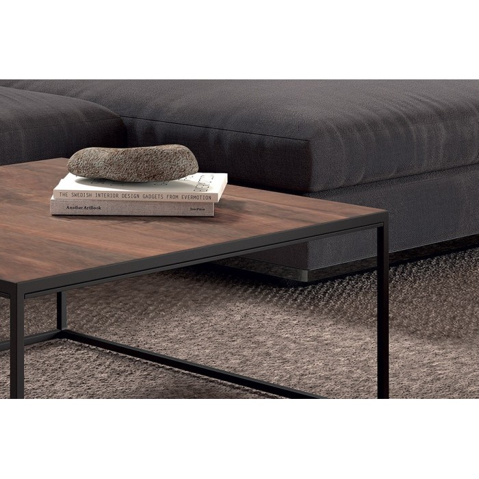 Table Basse carré GOA en bois massif (80x80cm). Meuble style industriel