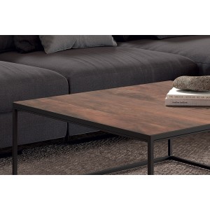 Table Basse carré GOA en bois massif (80x80cm). Meuble style industriel