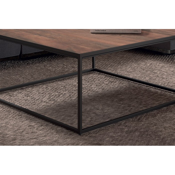 Table Basse carré GOA en bois massif (80x80cm). Meuble style industriel