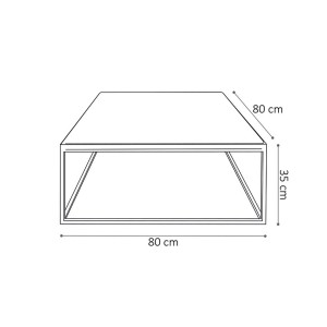 Table Basse carré GOA en bois massif (80x80cm). Meuble style industriel