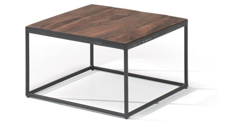 Table Basse carré GOA en bois massif 60x60cm. Meuble style industriel