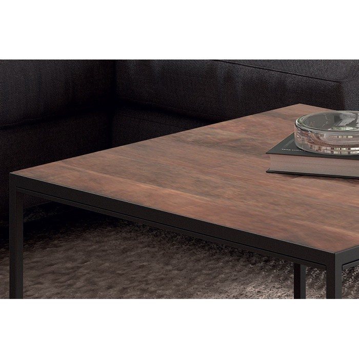 Table Basse carré GOA en bois massif 60x60cm. Meuble style industriel