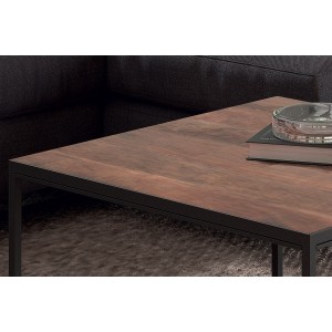 Table Basse carré GOA en bois massif 60x60cm. Meuble style industriel