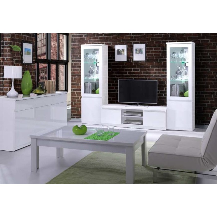 Table basse collection FABIO. Meuble type Design coloris blanc. Effet ultra tendance pour votre salon.