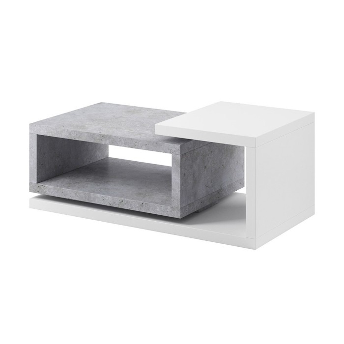 Table basse design collection BERGAME. Coloris blanc et gris. Style design