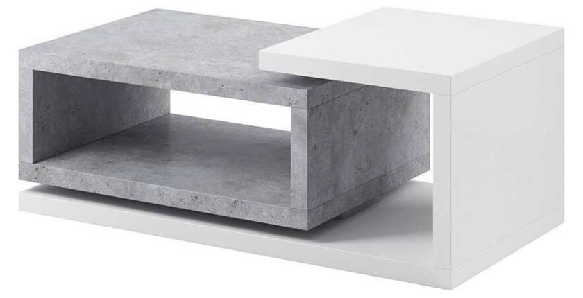 Table basse design collection BERGAME. Coloris blanc et gris. Style design