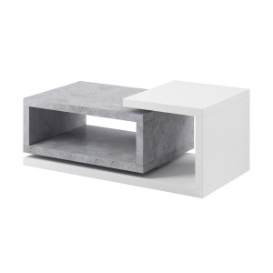 Table basse design collection BERGAME. Coloris blanc et gris. Style design