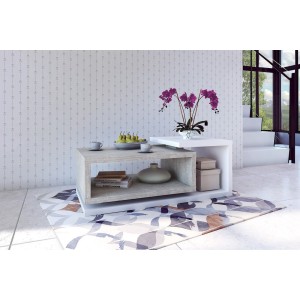 Table basse design collection BERGAME. Coloris blanc et gris. Style design