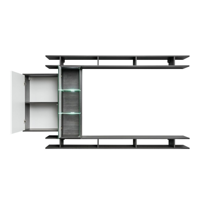 Ensemble meuble TV mural TONY design couleur gris anthracite. Meuble de salon suspendu