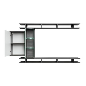Ensemble meuble TV mural TONY design couleur gris anthracite. Meuble de salon suspendu