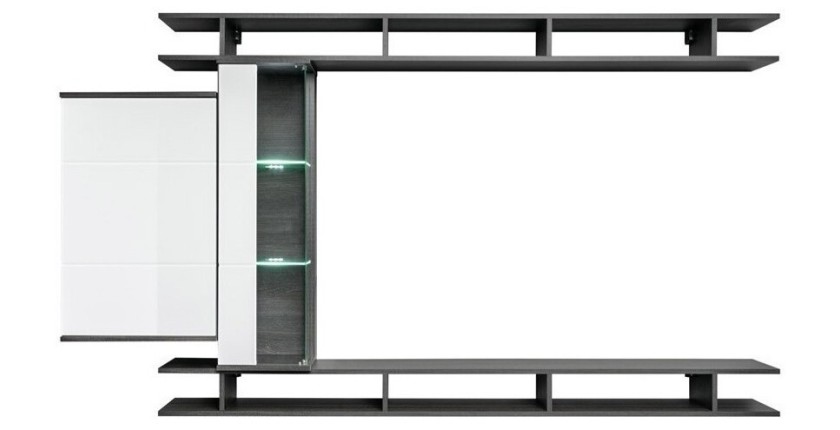 Ensemble meuble TV mural TONY design couleur gris anthracite. Meuble de salon suspendu