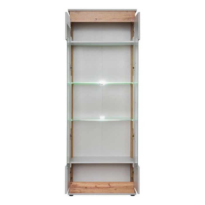 Vitrine, bibliothèque, vaisselier MUNICH modèle haut + LED. Meuble design idéal pour votre salle à manger