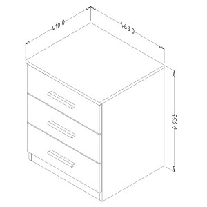 Chambre à coucher EOS : Armoire, Lit 160x200, commode, chevets. Couleur chêne foncé et noir