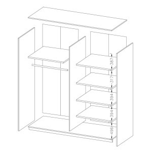 Chambre à coucher EOS : Armoire, Lit 180x200, commode, chevets. Couleur chêne foncé et noir