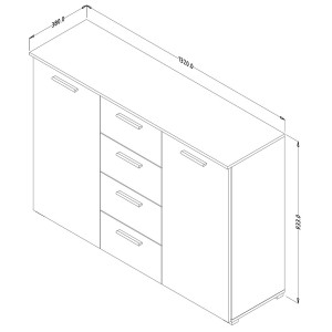 Chambre à coucher EOS : Armoire 2 mètres, Lit 180x200, commode, chevets. Couleur chêne foncé et noir