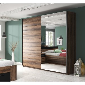 Armoire design 2 portes 180cm couleur chêne foncé. Collection EOS