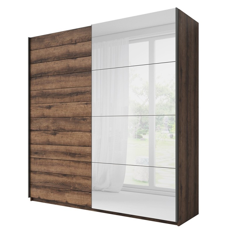 Armoire design 2 portes 200cm couleur chêne foncé. Collection EOS