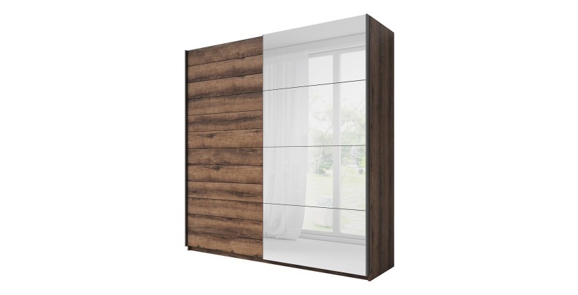 Armoire design 2 portes 200cm couleur chêne foncé. Collection EOS
