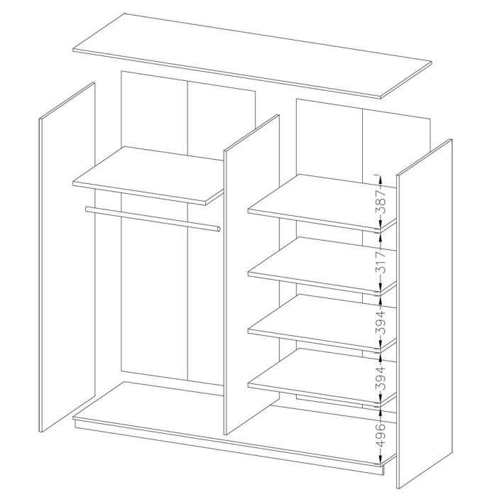 Armoire design 2 portes 220cm couleur chêne foncé. Collection EOS