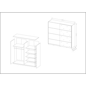 Armoire design 200cm. 2 portes avec miroirs modulables. Couleur blanc mat. Collection EOS