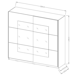 Armoire design 2 mètres. 2 portes avec miroirs modulables. Couleur noir mat. Collection EOS