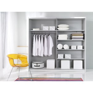 Armoire design 2 portes 200 cm avec miroir. Couleur blanc brillant. Collection EOS